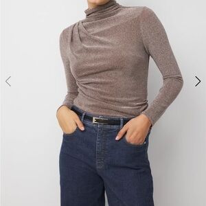 White House Black Market Metallic Silver Top